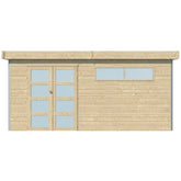 Abri Kasuko XL 14,31m² en bois massif 28mm avec profils de coins en aluminium + porte et 2 fenêtres – Gardenas Ma boutique
